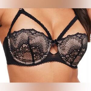 Adore Me Women’s Kimmy Push Up Balconette Black Lace Bra Size 32DD NWT